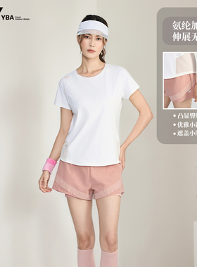 YBA运动T恤女短袖宽松透气速干衣户外跑步训练健身服Y251T1019