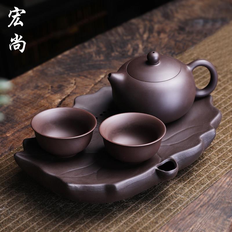 景德镇宜兴杯纯手工干泡盘小紫砂壶茶具套装单个人专用旅行壶承礼