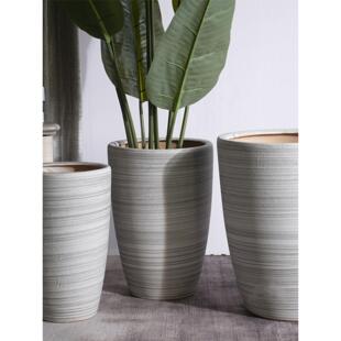 北欧风30cm大口径透气陶瓷花盆简约磨砂灰室内客厅庭院绿植专用