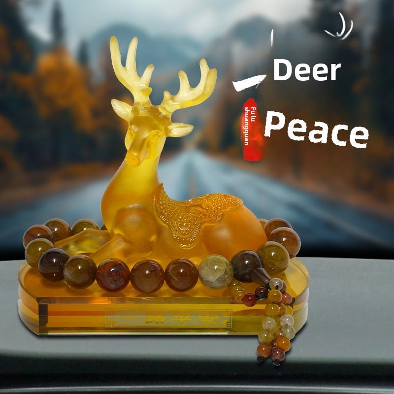 一路平安鹿车载车内装饰用品高档男女士中控仪表台汽车摆件香水座