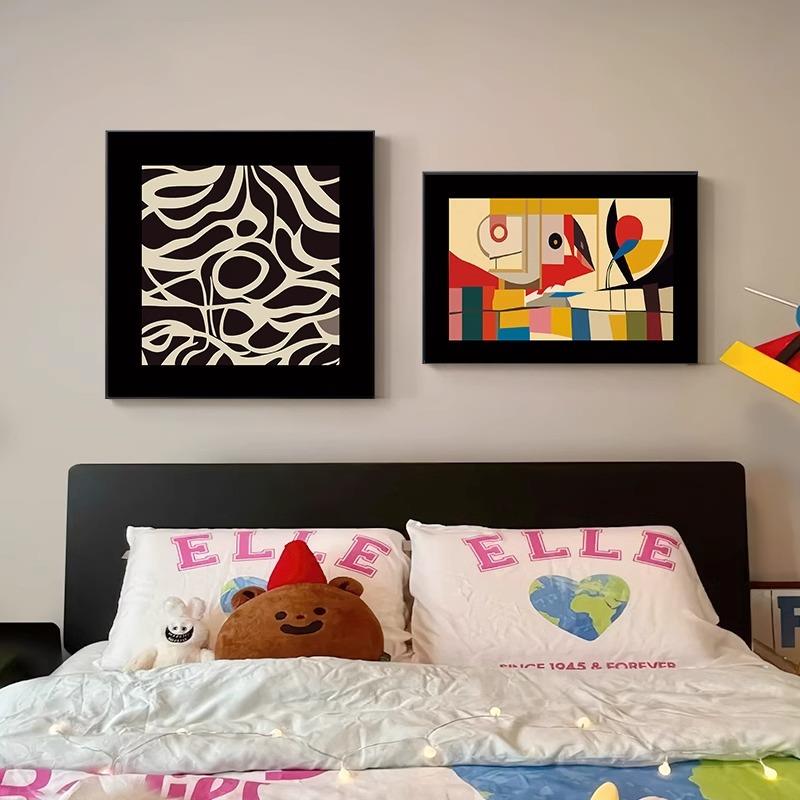 中古蒙德里安卧室床头装饰画法式玄关柜壁画小众艺术抽象客厅挂画