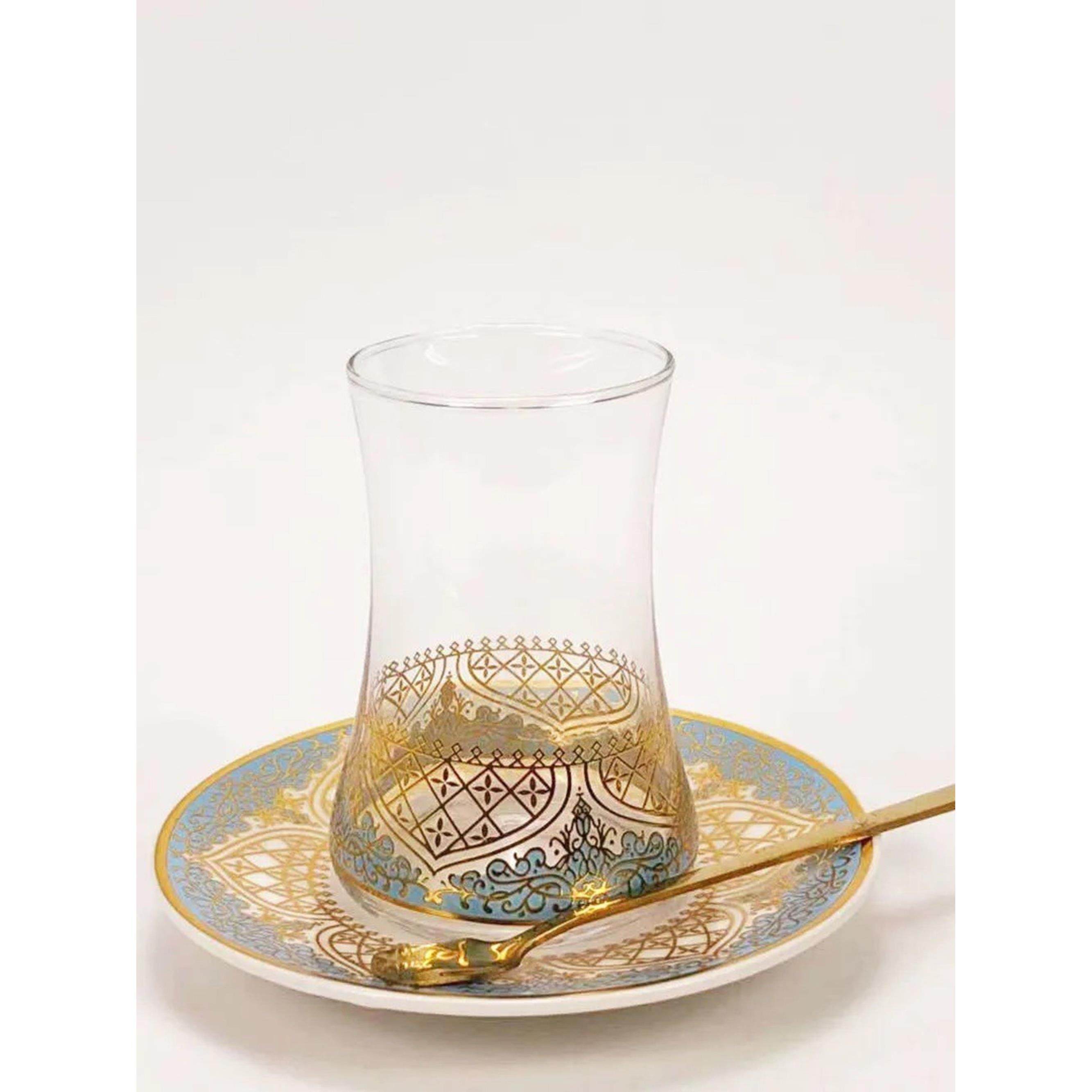 欧式出口土耳其特色金红色耐高温茶杯玻璃咖啡杯套装咖啡杯碟勺子,餐饮具,咖啡杯,淘宝优惠券,粉丝福利购,淘宝优惠卷