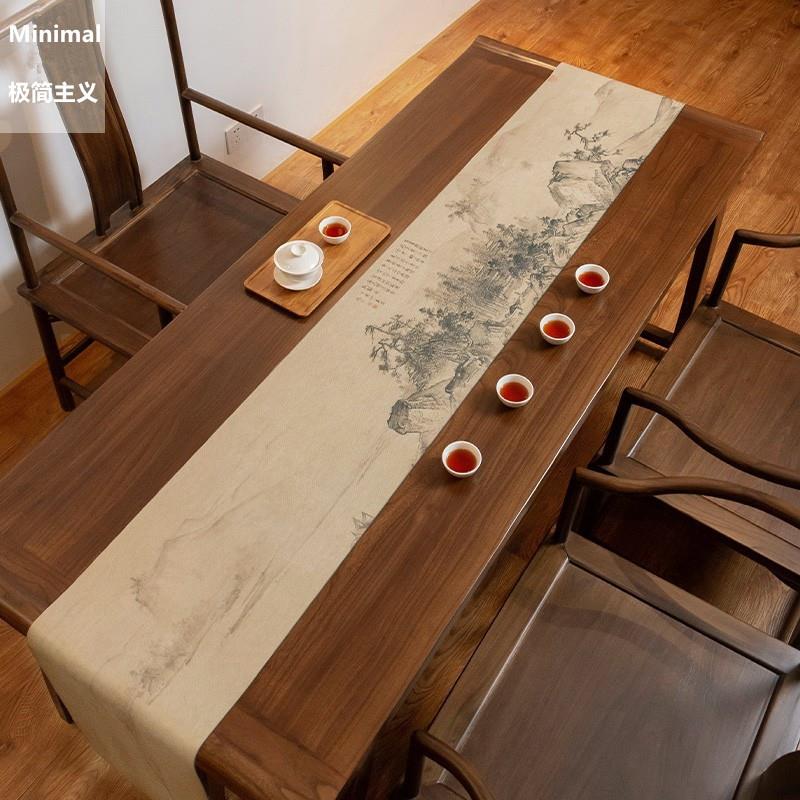 Minimal新中式家用泡茶桌垫茶席布台防水轻奢高端垫长条茶旗桌旗