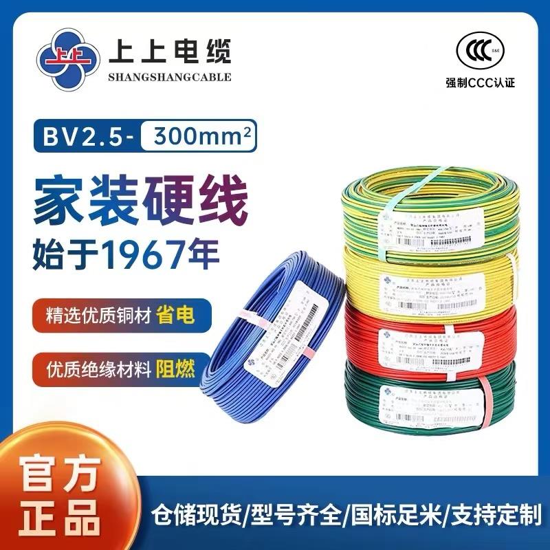 上上电线电缆BV1.5 2.5 46平方单芯铜线绝缘家装家用国标铜芯电线