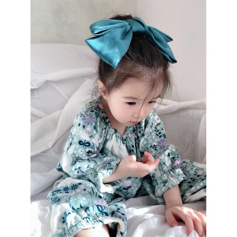儿童夏季薄款家居服套装竹棉纱布亲子长袖男女童宝宝空调房睡衣