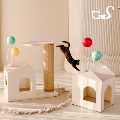 CatS猫爬架告白气球系列一体式猫抓柱猫屋不占地双层实木剑麻猫架