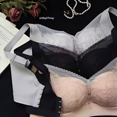 法式蕾丝少女小胸聚拢内衣女无钢圈调整型文胸收副乳中厚19032