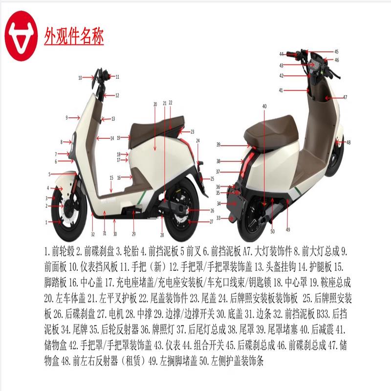 小牛电动车G400T/g400原厂正品配件烤漆塑料外车壳全套大灯脚踏板