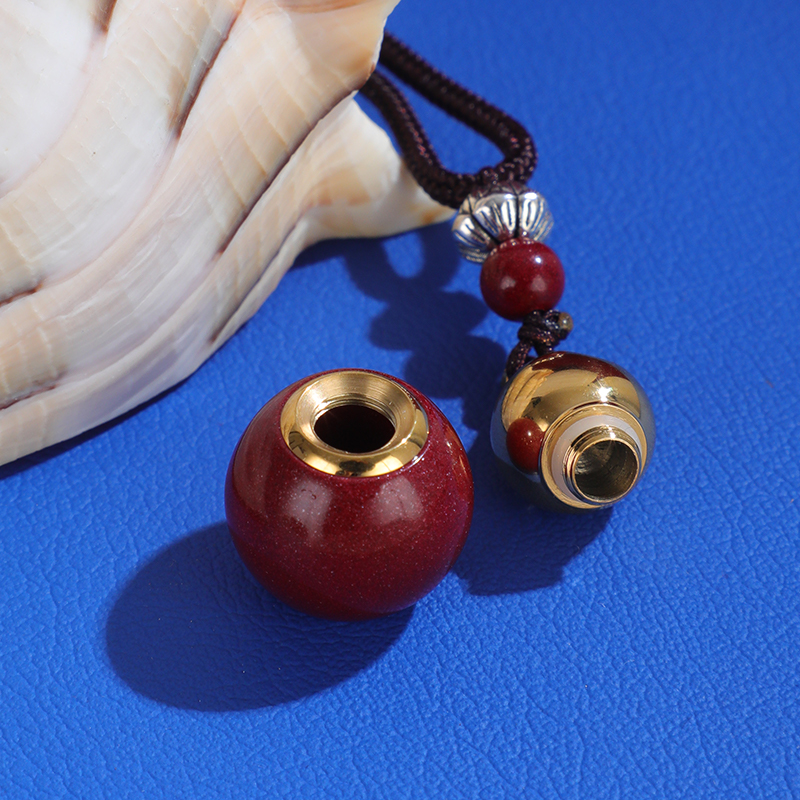 朱砂吊坠天然朱砂挂件密宗六字真言男女空心可打开葫芦嘎乌盒项链