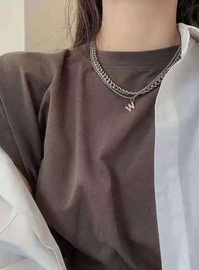 Titanium steel personality necklace with double layer