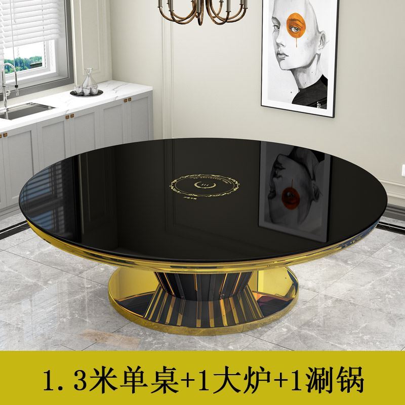 好货单人小涮锅涮烤肉网红圆餐桌烧烤餐馆桌椅包厢一体火锅桌大餐