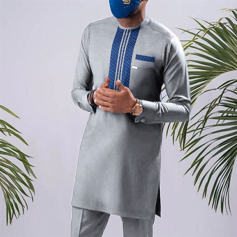 Dashiki Mens Clothing Social Suit for Man Blouse and Pant T