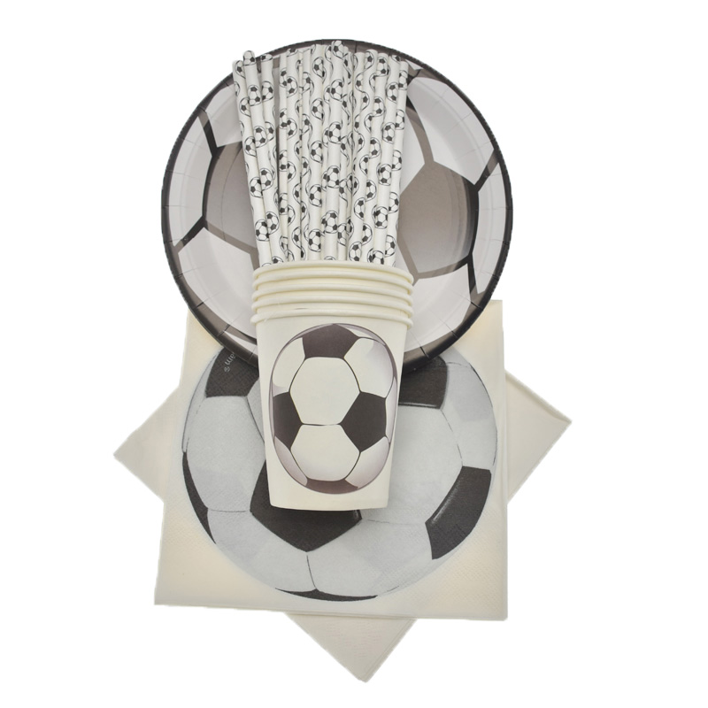 by Shower Cake Decor Supplies Soccer Pattern Cup Plate Straw