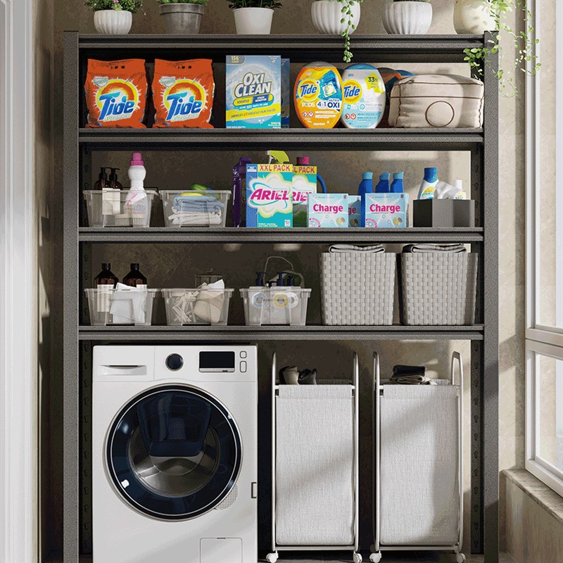 滚筒洗衣机置物架上方收纳架子家用落地多层钢制储物架卫生间阳台