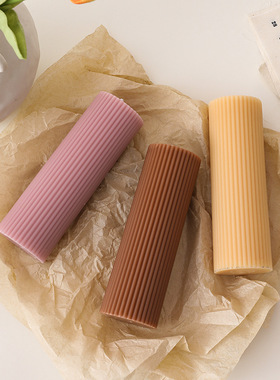 Woolen Texture Cylinder DIY Soy Candle Home Decoration Handm