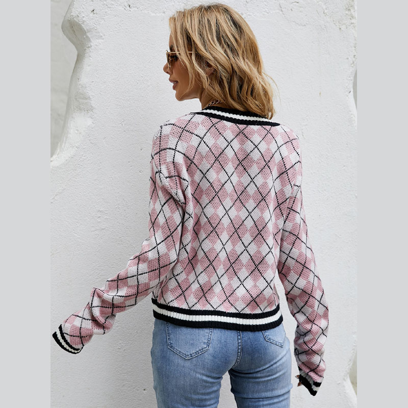 sweater diamond high waist retro pullover Navel revealing