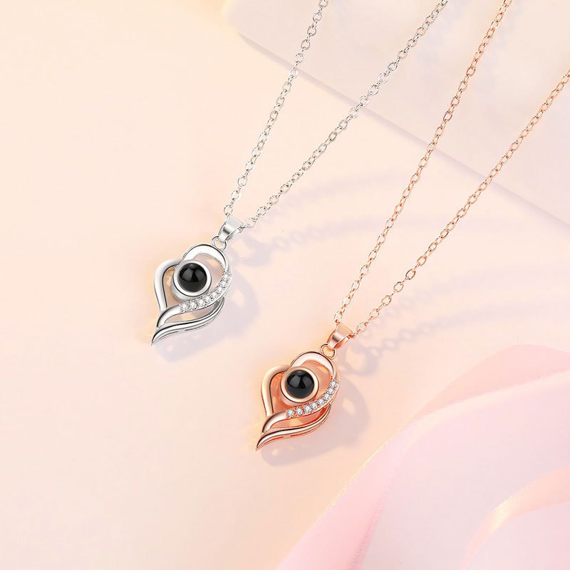 Lettering projection collarbone chain necklace languages I