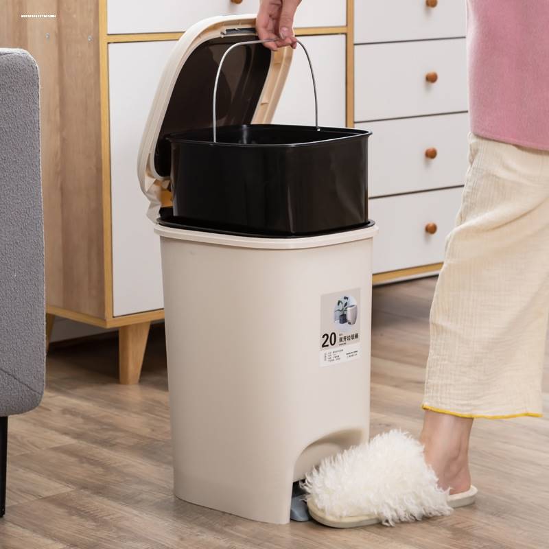 厨房垃圾桶家用带盖子脚踏式客厅化妆室厕所带内桶的方形大号脚踩