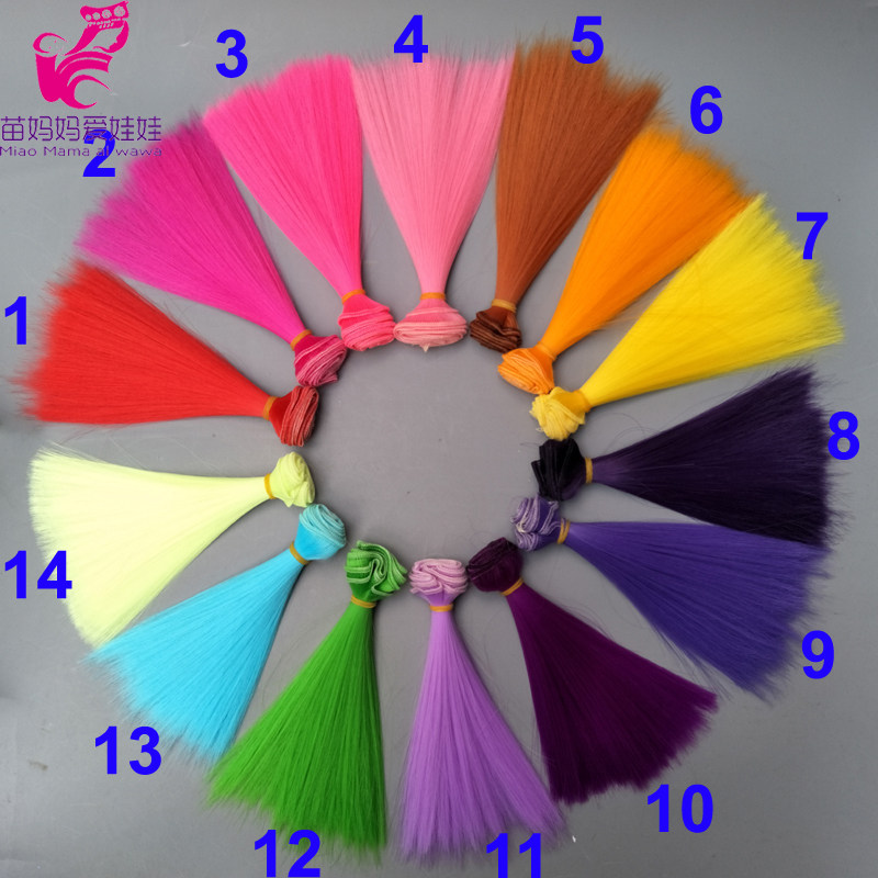 1pcs doll hair 15cm 25cm Pink Yellow Purple Green Blue color