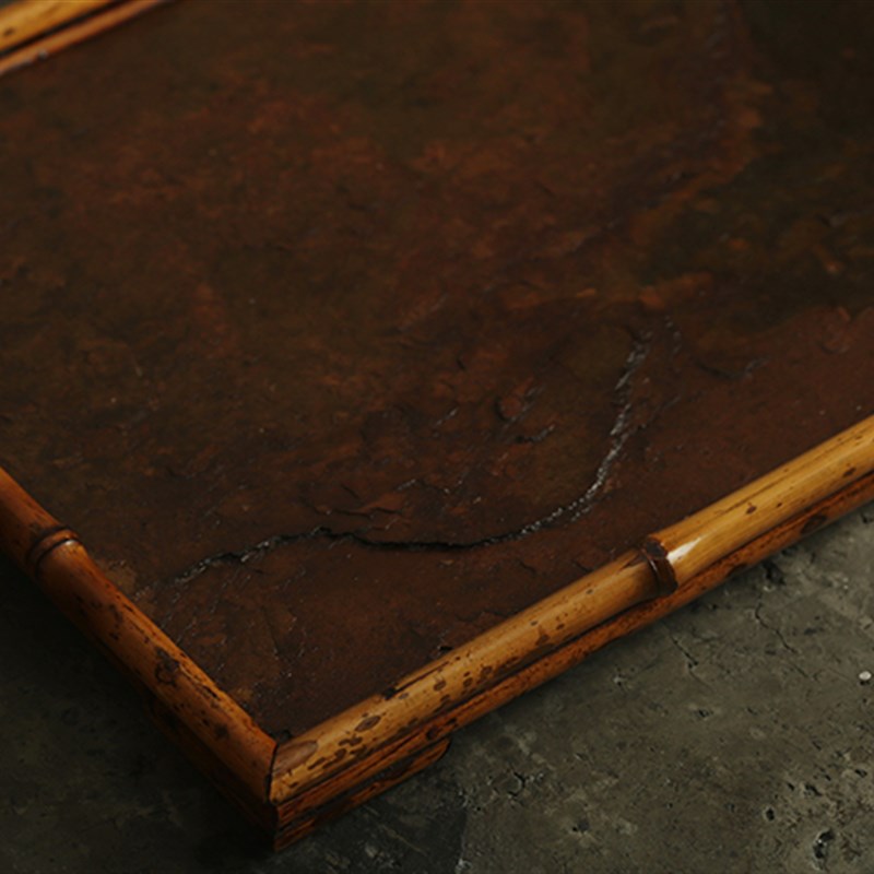 梅鹿竹岩石竹制托盘 茶杯茶具收纳盘古文盘 茶室奉茶盘竹茶盘餐盘