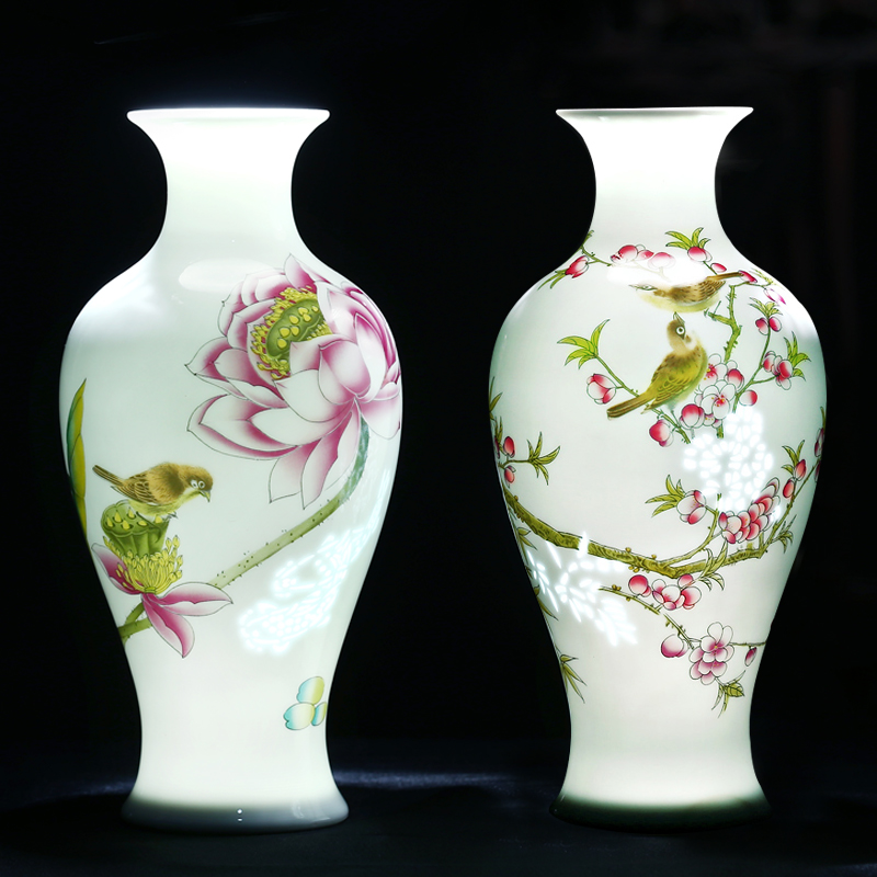 景德镇陶瓷器薄胎花瓶博古架摆件家居装饰品新中式小瓷瓶客厅插花