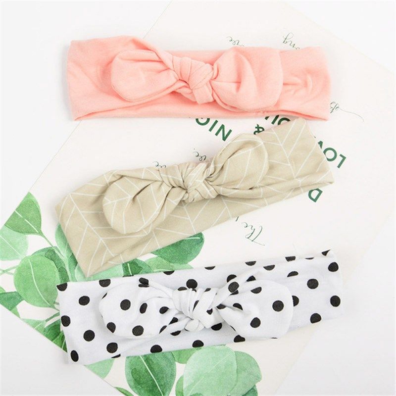 3 Pcs/Set Floral Bows Baby Headband Dot Bowknot Haarband