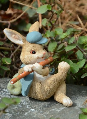 创意可爱兔子摆件桌面装饰品花盆小摆件女生房间生日礼物儿童房