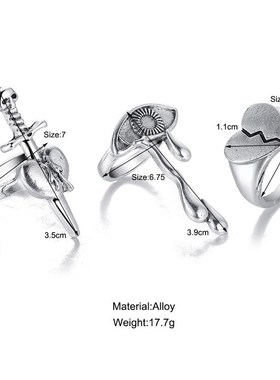 Love tears eyes ring womens suit 3-pcs set爱心流泪眼睛戒指