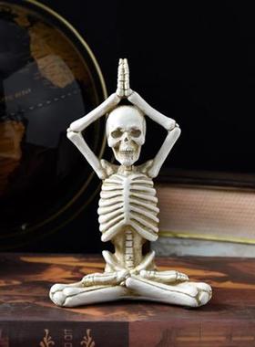 万圣节鬼节瑜伽骷髅人物装饰品摆件骷颅树脂工艺品小摆设拍摄道具
