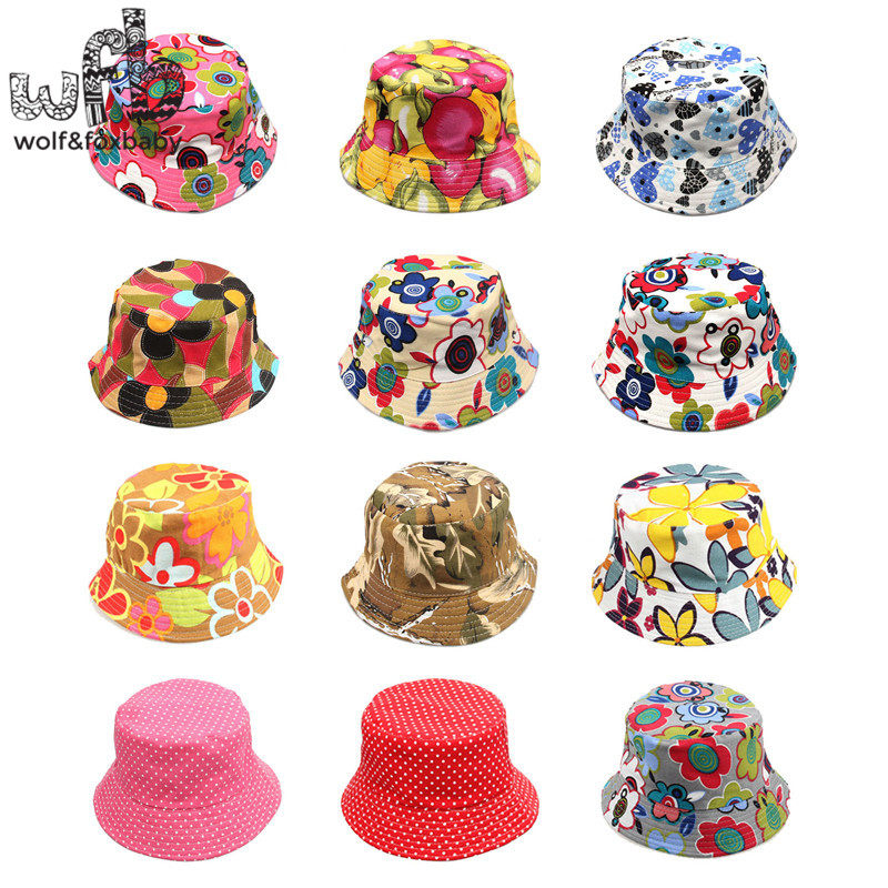 Retail 2-6years sunbonnet sun hats printing Fisherman caps