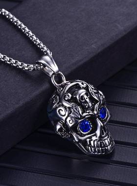 -Halloween Skull Titanium Matching Chain Necklace Jewelry Vi