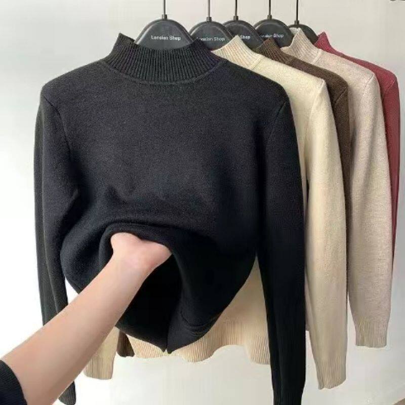 Women Turtleneck Sweater Autumn Winter Elegant Thick Warm Lo