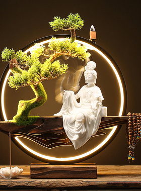 复古中式陶瓷工艺品白瓷观音菩萨自在观音佛像家用玄关供奉摆件品