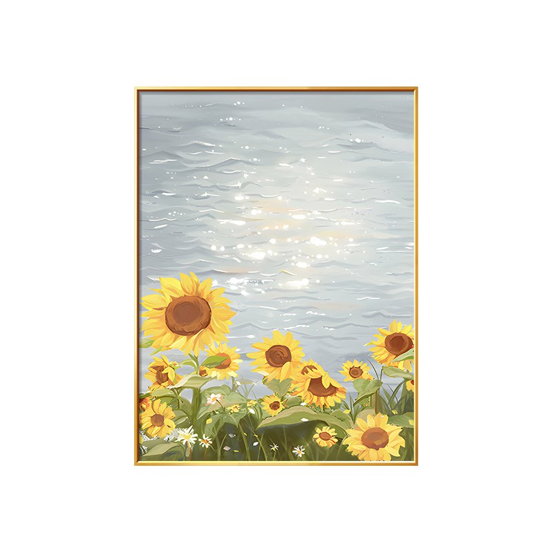 北欧大海风景入户玄关装饰画高级感走廊过道挂画花卉现代简约壁画图片