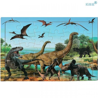 4 Style Jurassic Dinosaur Puzzle Wooden Preschool Kid Baby