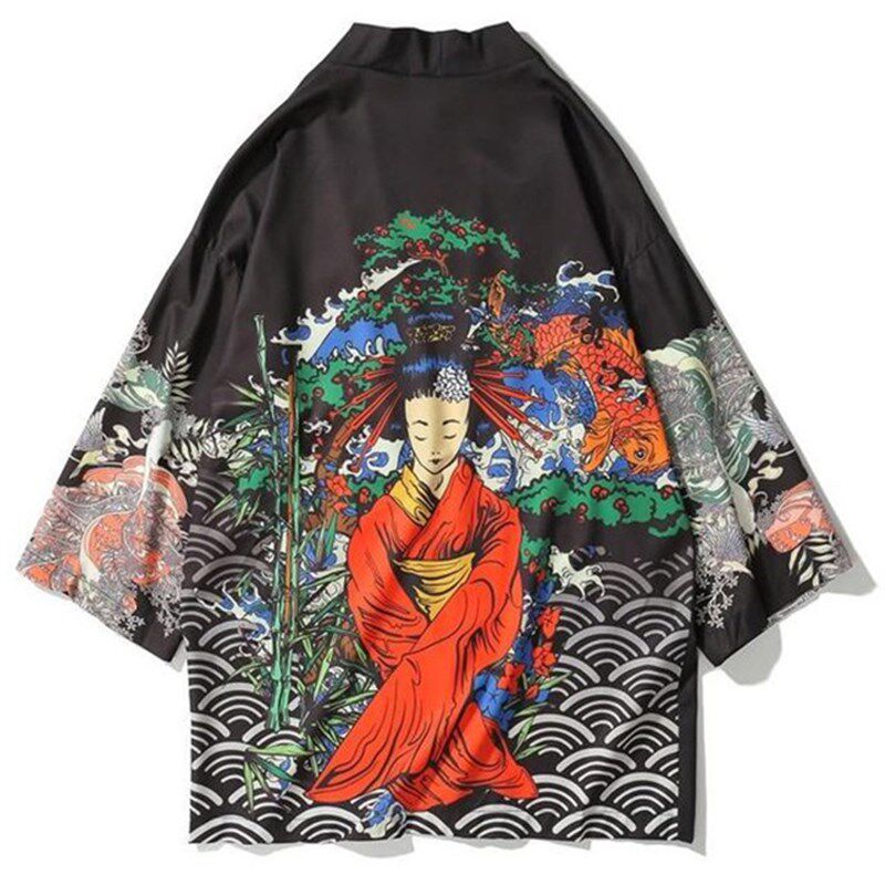 Men Hip Hop Style Cardigan Kimono Haori Literary Japanese