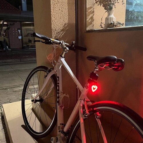 适用于捷安特山地自行车夜骑爱心后尾灯公路车usb充电骑行警示灯
