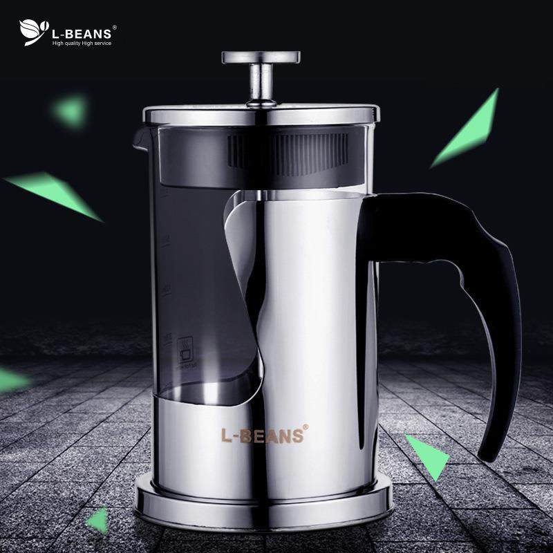 L-BEANS法压壶 不锈钢咖啡壶 家用法式冲茶器350ml