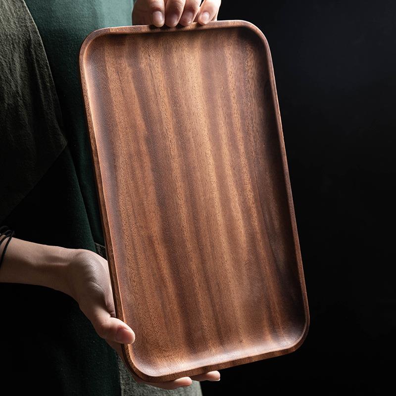GZ6M实木茶盘整块原木全胡桃木茶托盘长方形盘子家用放水杯木质托