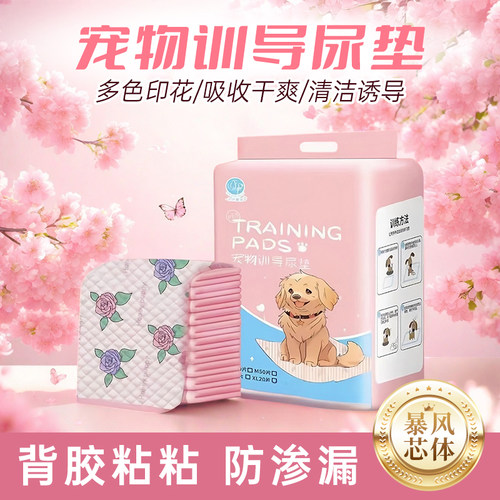 狗狗宠物尿垫加厚瞬吸防漏边背胶消臭印花隔尿垫幼犬训练专用家用