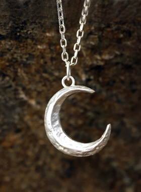 闲工造物手工999纯银月亮女项链 手工配饰吊坠生日礼物学生党原创