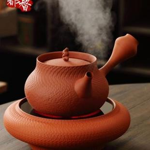 明德园朱泥龙泉沙铫手工侧把龙年生肖烧水煮茶陶壶家用电陶炉套装