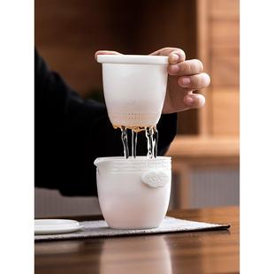 车定载露营茶 户外高端羊玉脂白瓷旅行茶一20221001壶四具杯便携式