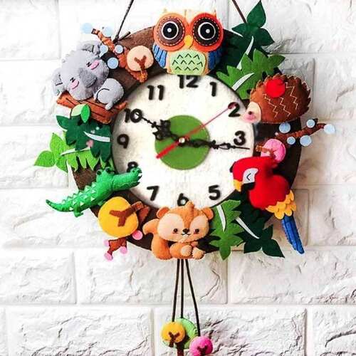 好货2 Style Cute DIY Wall Clock Set Free Cutting Felt Materi