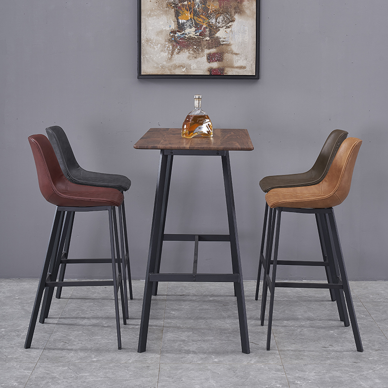 北欧铁艺酒吧椅复古软包吧椅工作室高脚椅子工业风靠背椅家用吧凳
