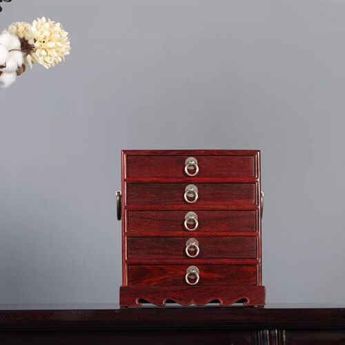 极速【檀香紫檀工厂直批】印度小叶紫檀实木五斗柜红木收纳柜储物