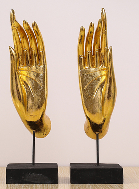 泰国工艺品金色佛手木雕摆件东南亚风客厅书房办公室招财摆设装饰