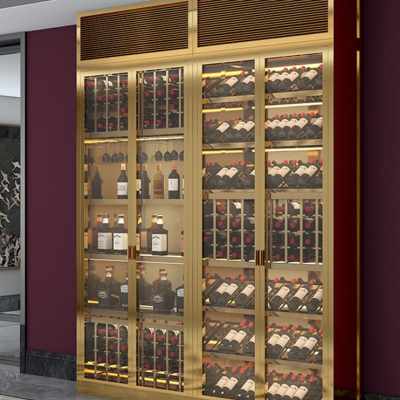 厂销欧式轻奢恒温不锈钢红酒架置物架子定制酒柜镶嵌式家用产品展