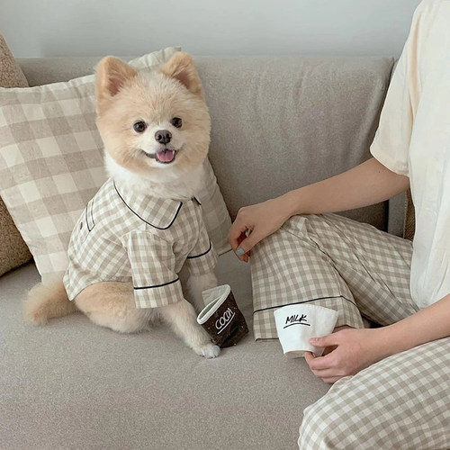 好货Pet Dog Clothes Soft Thin Casual Plaid Dog Clothes Cute