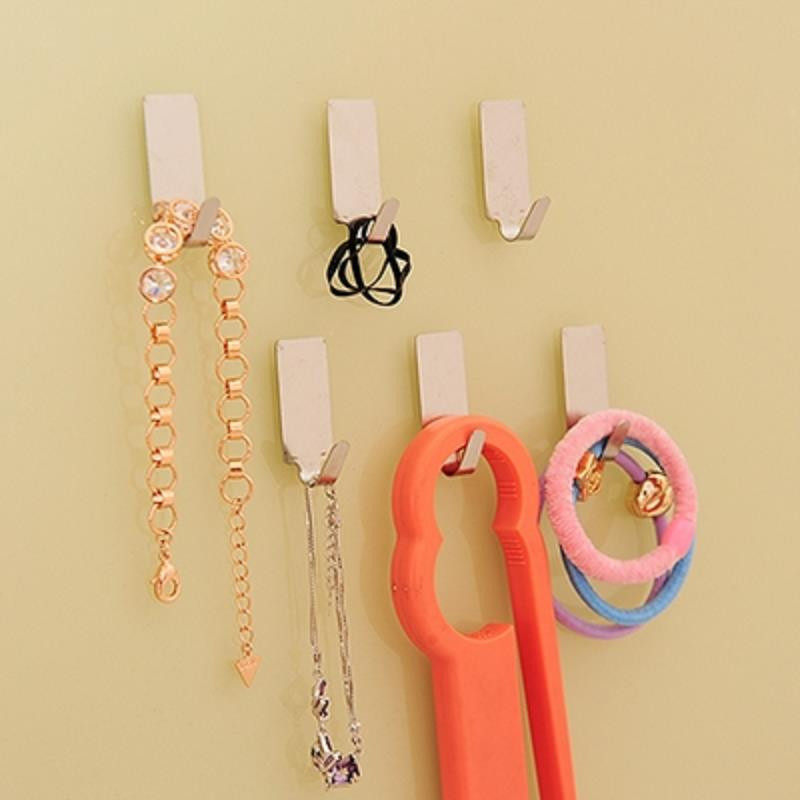 6PCS Rectangular Home Adhesive Wall Hooks Hanger Kitchen